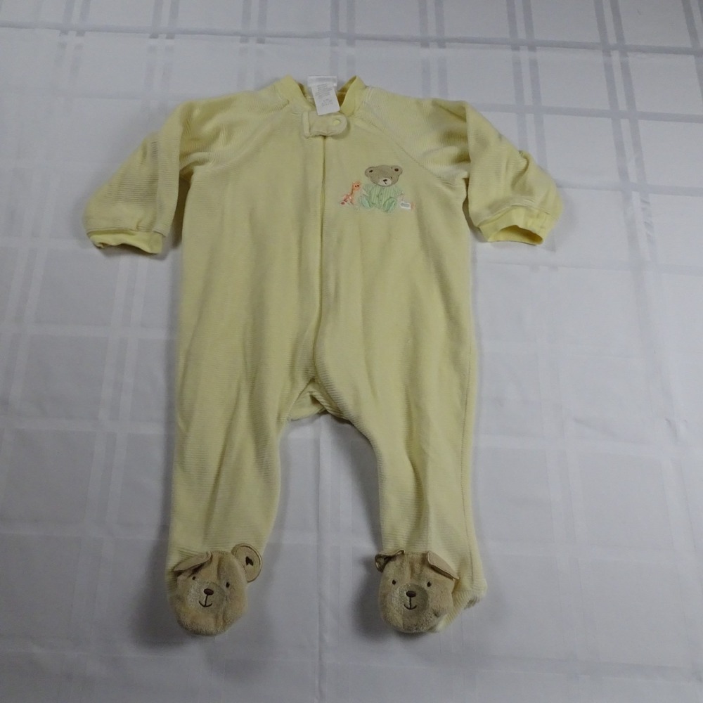 Vintage Carter's One-piece Pajamas Infant 0-3M Yellow w/ Bear Footed Sleeper